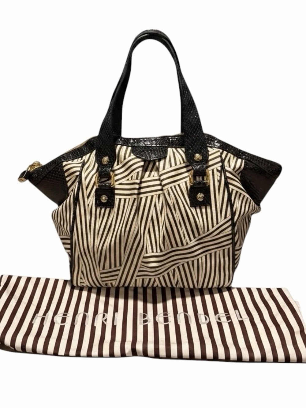 Henri Bendel Disturbed Stripe Luggage Shoulder Bag - Picture 2 of 12